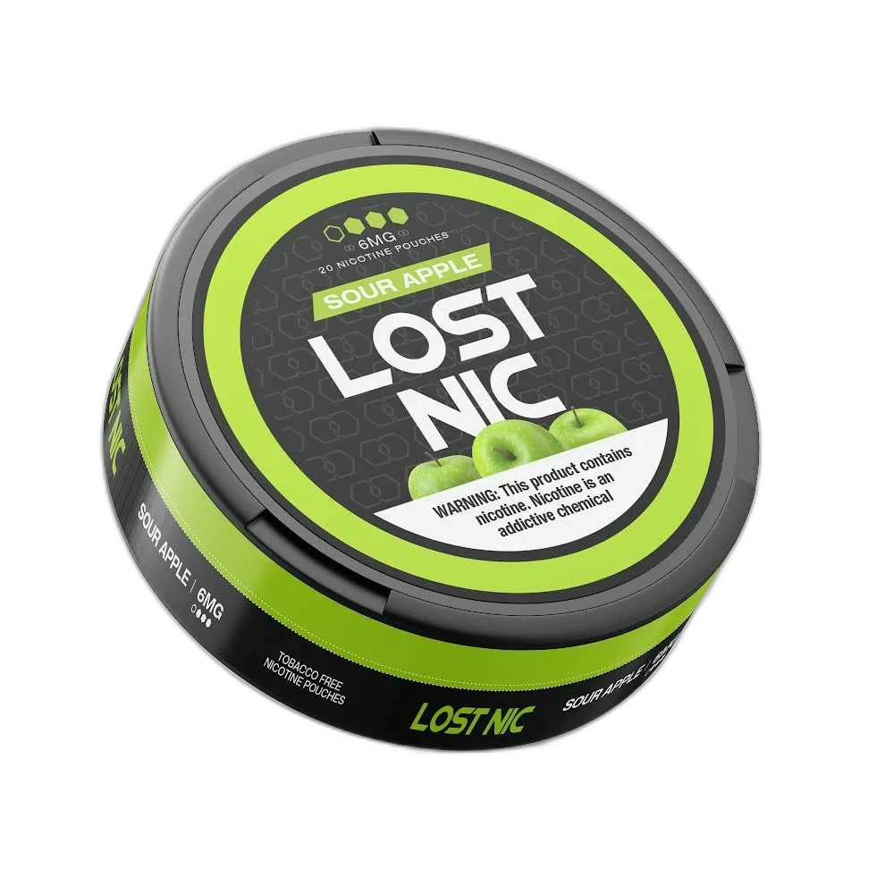 Lost Nic Sour Apple Nicotine Pouches 6mg can