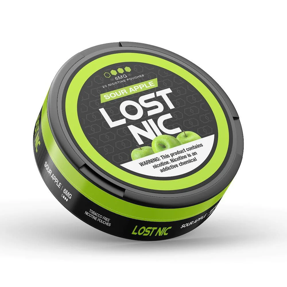 Lost Nic Sour Apple Nicotine Pouches 6mg can
